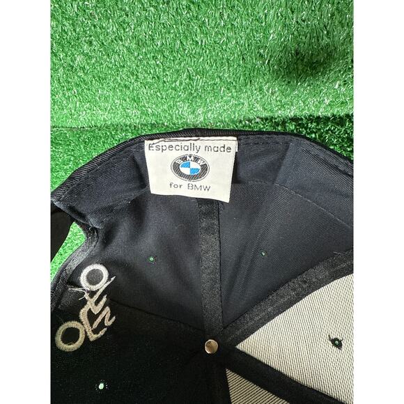 VTG BMW Motorcycles Hat Cap Black Adjustable OSFA Snap Back 90s - Picture 6 of 6